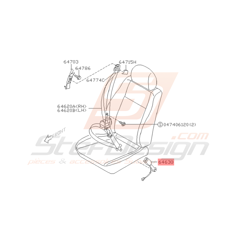 Prétensionneur de Ceinture Origine Subaru WRX STI 2001 - 06/2002