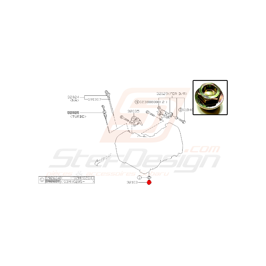 Bouchon de vidange de boite de vitesse pour subaru Legacy 1999