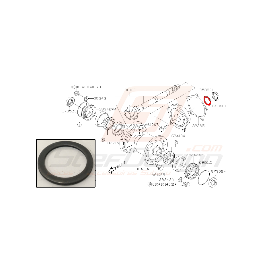 Rondelle de blocage de différentiel pour subaru impreza STI 2005
