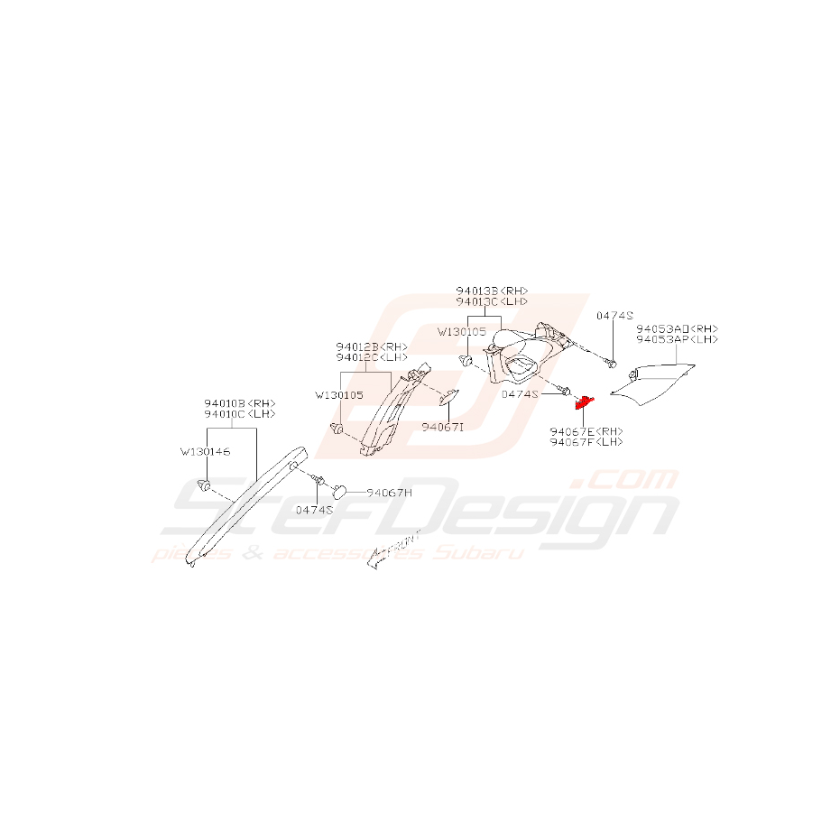 Cache montant de porte pour Subaru Impreza STI 2008-2010 Cache montant de porte pour Subaru Impreza STI 2008-2010
