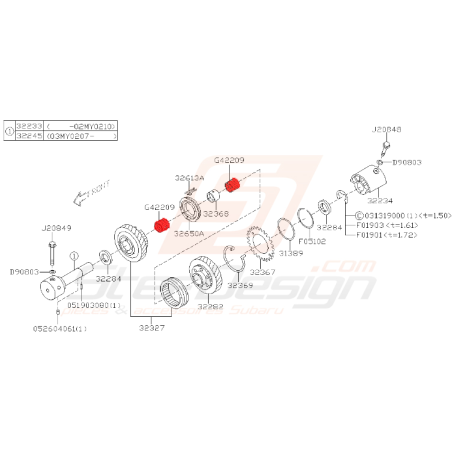 Roulement d'arbre primaire pour subaru impreza STI 2003