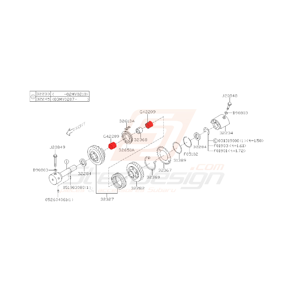 Roulement d'arbre primaire pour subaru impreza STI 2003