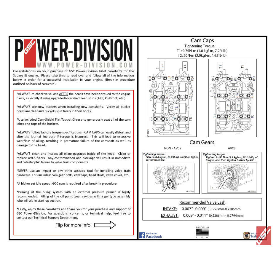 Arbres a cames GSC s1  non avcs 