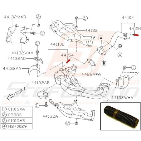 Goujon de collecteur d'échappement pour subaru BRZ 2012 à 2020