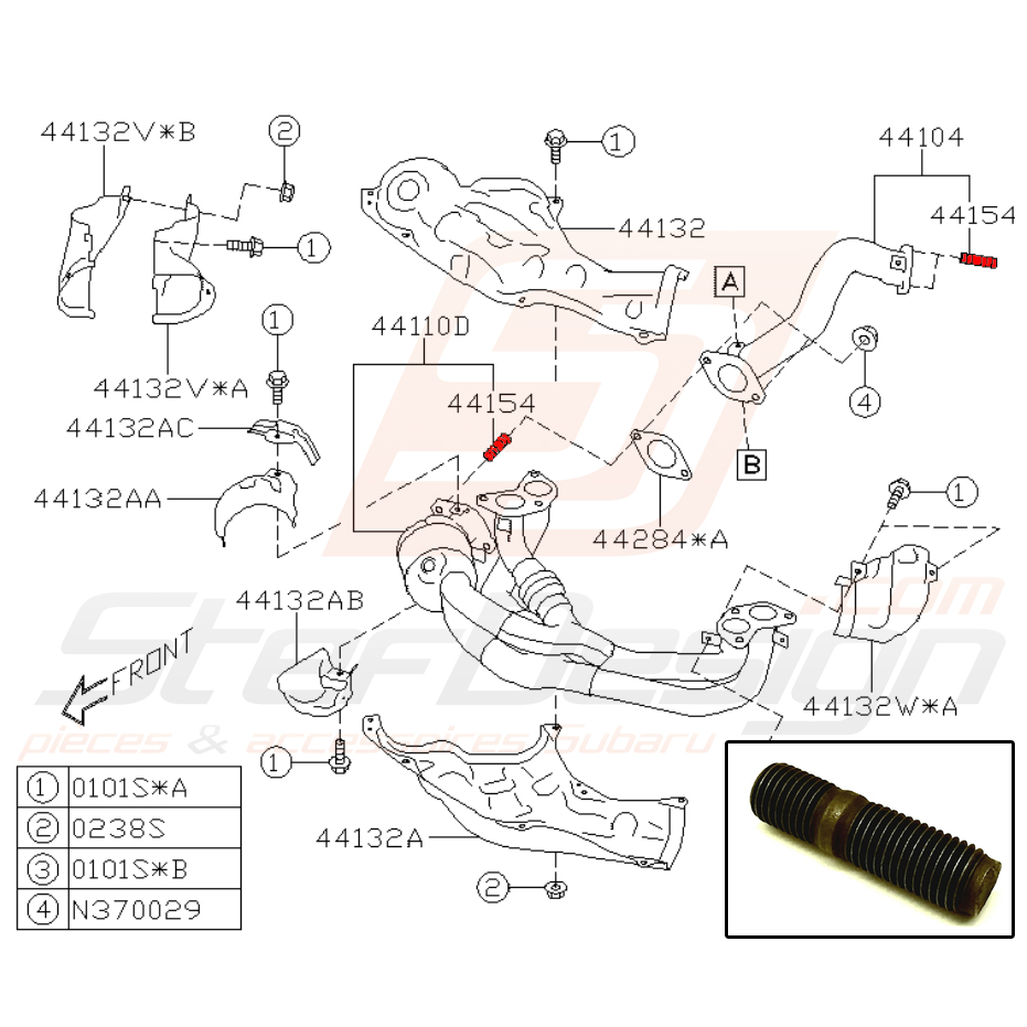 Goujon de collecteur d'échappement pour subaru BRZ 2012 à 2020 Goujon de collecteur d'échappement pour subaru BRZ 2012 à 2020