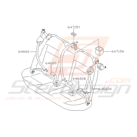 Schéma Ceinture de Sécurité Arrière Origine Subaru WRX / STI 01-05