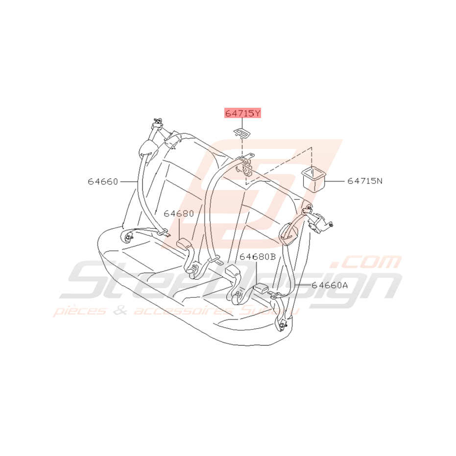Cache Central de Ceinture Arrière Origine Subaru WRX / STI 01 - 05