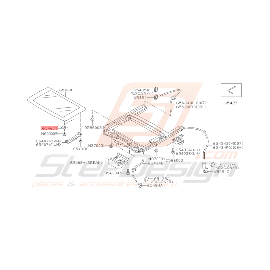 Cale Toit Ouvrant Origine Subaru WRX 2001 - 2005 Cale Toit Ouvrant Origine Subaru WRX 2001 - 2005