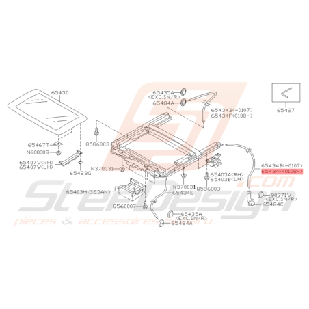 Conduit d'Évacuation Toit Ouvrant Origine Subaru WRX 01 - 05