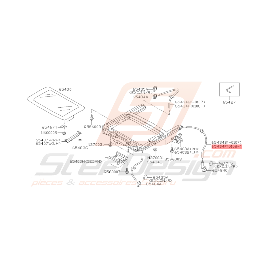 Conduit d'Évacuation Toit Ouvrant Origine Subaru WRX 01 - 05 Conduit d'Évacuation Toit Ouvrant Origine Subaru WRX 01 - 05
