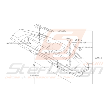 Schéma Accessoires de Plage Arrière Origne Subaru WRX STI 01 - 05