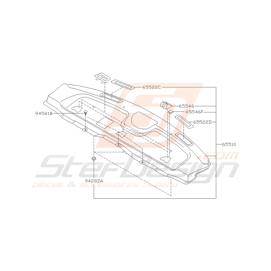 Schéma Accessoires de Plage Arrière Origne Subaru WRX STI 01 - 05