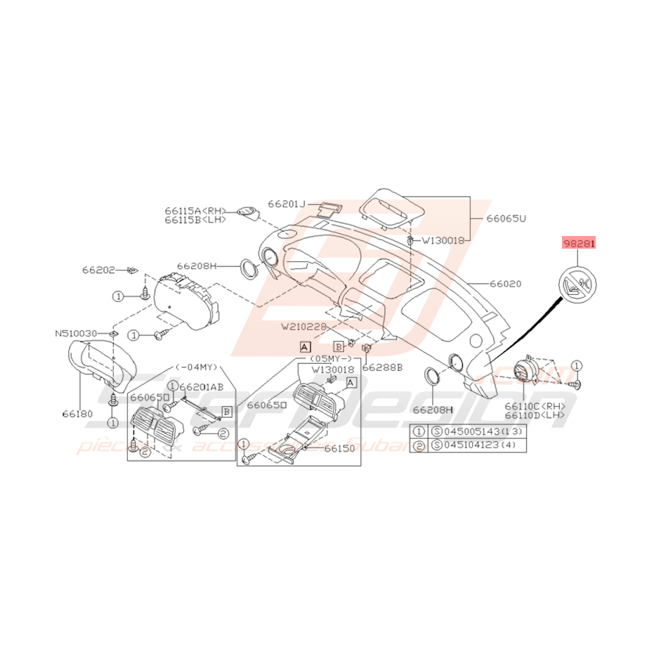 Étiquette Airbag Origine Subaru WRX et STI 2001 - 2005