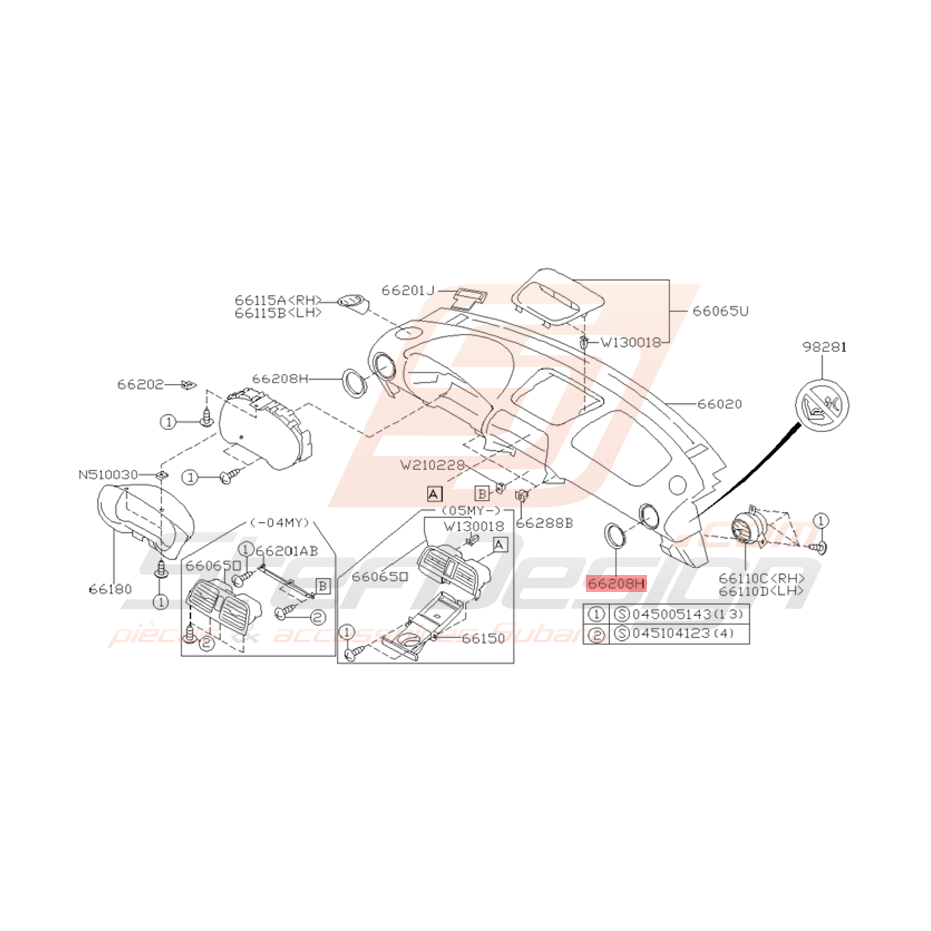 Contour Grille de Ventilation Origine Subaru WRX / STI 2001 - 2005
