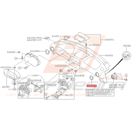 Contour Grille de Ventilation Origine Subaru WRX / STI 2001 - 2005