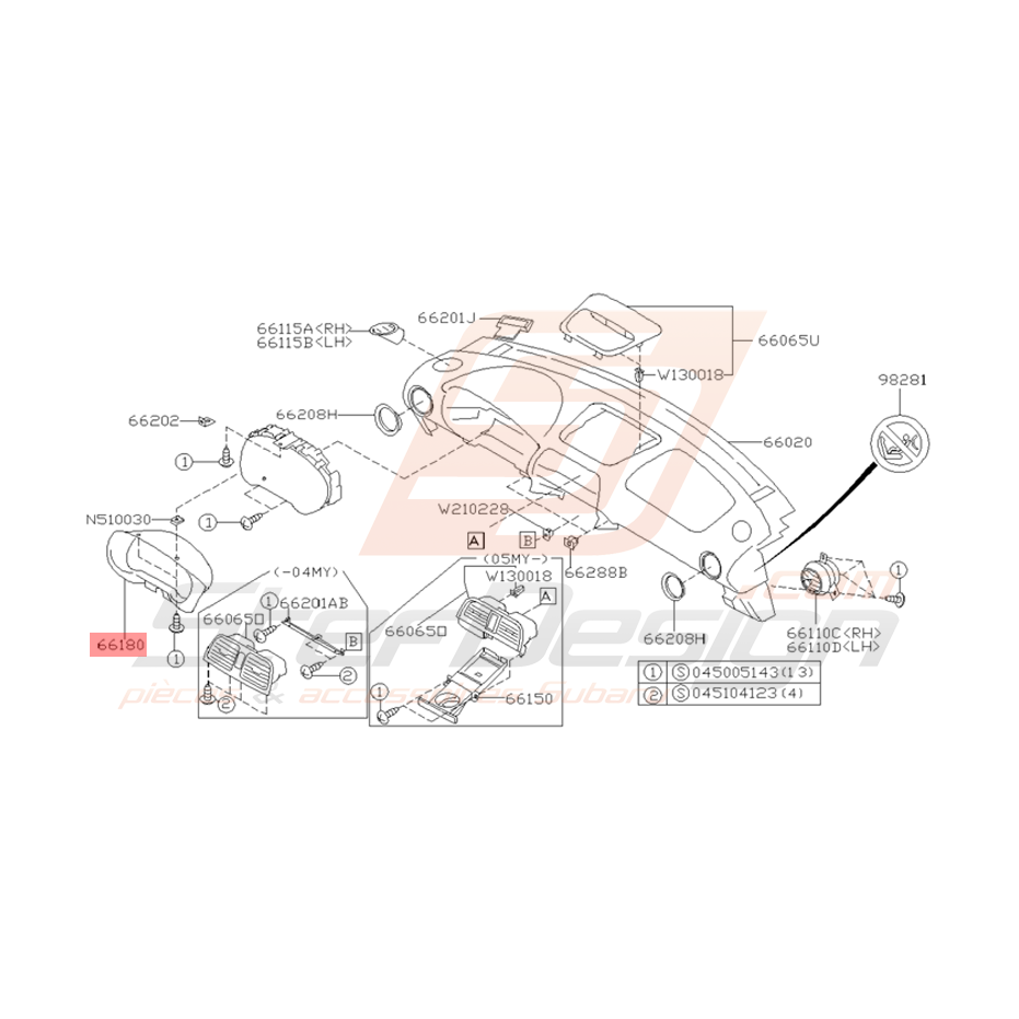 Pare Soleil de Compteur Origine Subaru WRX / STI 2001 - 2005