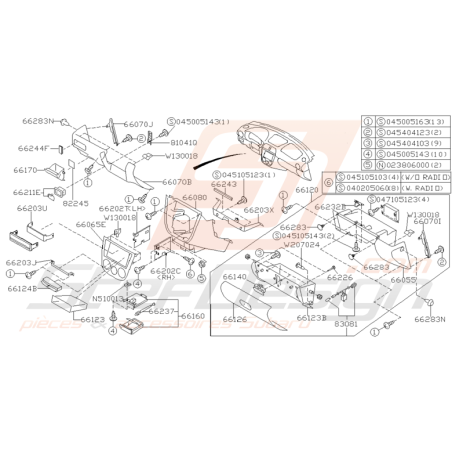 Schéma Tableau de Bord Partie Basse Origine Subaru WRX/STI 01-05