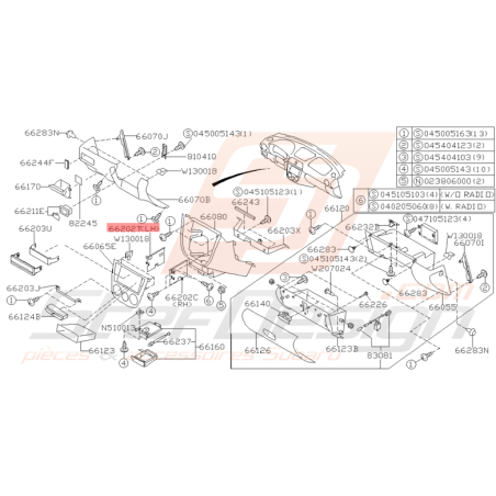 Support Fixation Latérale d'auto-radio Origine Subaru WRX/STI 01-04