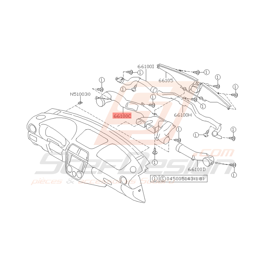 Conduit Ventilation Latérale Gauche Origine Subaru WRX / STI 01-05