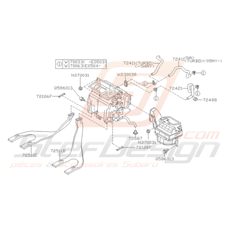 Schéma Conduit de Chauffage Origine Subaru WRX et STI 2001 - 2005