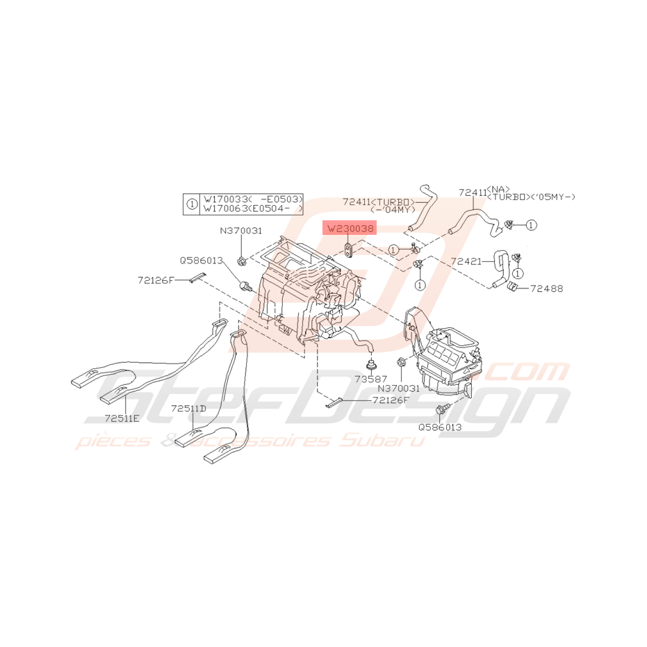 Passe Cable Origine Subaru WRX et STI 2001 - 2005