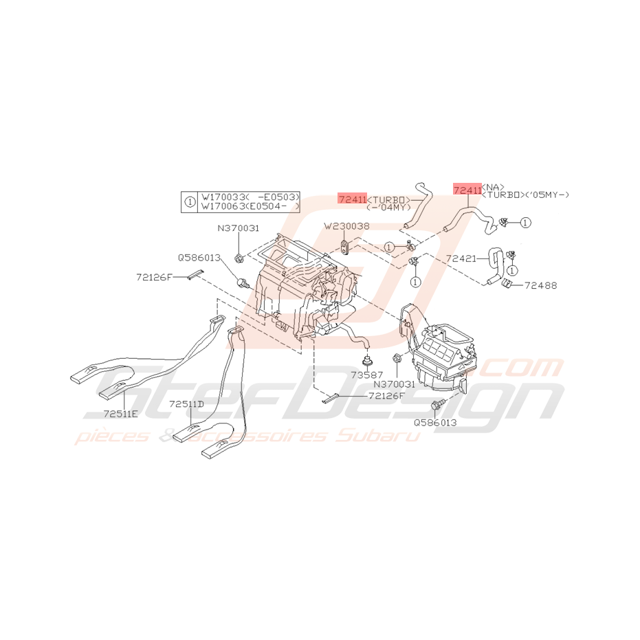Durite d'Entrée de Chauffage Origine Subaru WRX et STI 2001 - 2005 Durite d'Entrée de Chauffage Origine Subaru WRX et STI 2001 - 2005