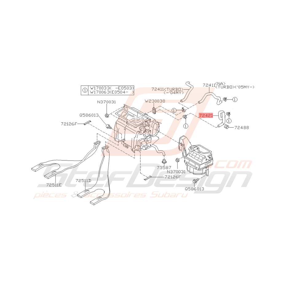 Tuyau de Sortie de Chauffage Origine Subaru WRX et STI 2001 - 2005 Tuyau de Sortie de Chauffage Origine Subaru WRX et STI 2001 - 2005