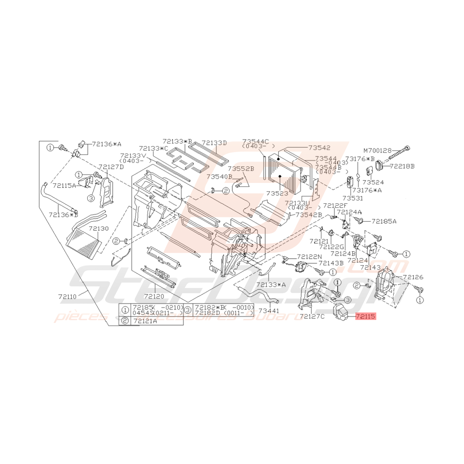 Chauffage de Pied Côté Conducteur Origine Subaru WRX STI 01-05