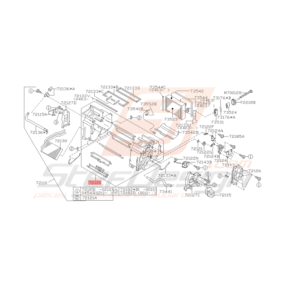 Boitier de Chauffage sans Clim Origine Subaru WRX et STI 01 - 05