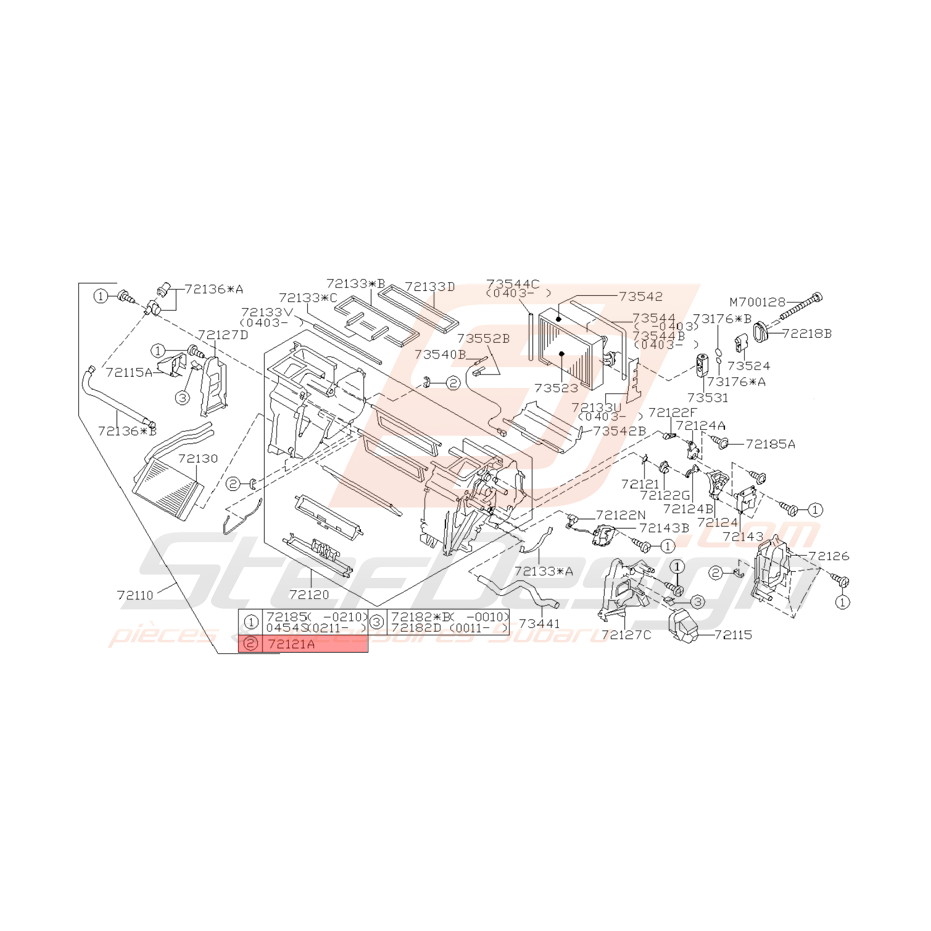 Ressort d'Unité de Chauffage Origine Subaru WRX STI 2001 - 2005