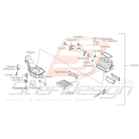 Schéma Soufflerie de Chauffage Origine Subaru WRX et STI 01 - 05