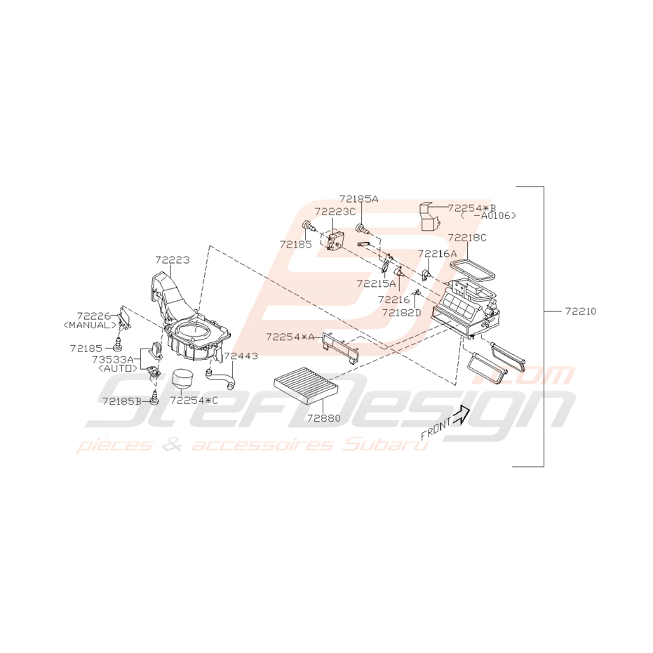 Schéma Soufflerie de Chauffage Origine Subaru WRX et STI 01 - 05