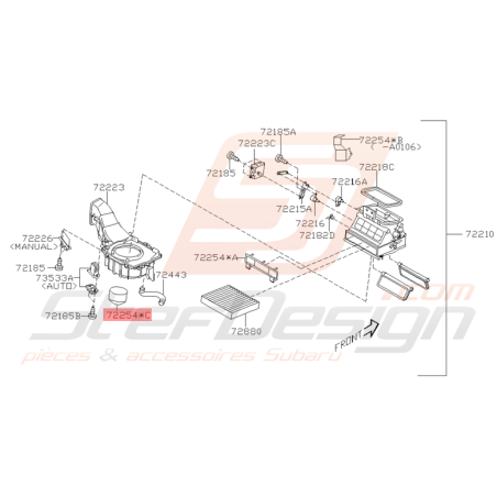 Couvercle Soufflerie de Chauffage Origine Subaru WRX STI 01 - 05