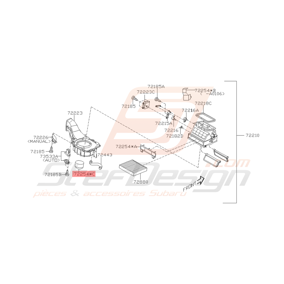 Couvercle Soufflerie de Chauffage Origine Subaru WRX STI 01 - 05