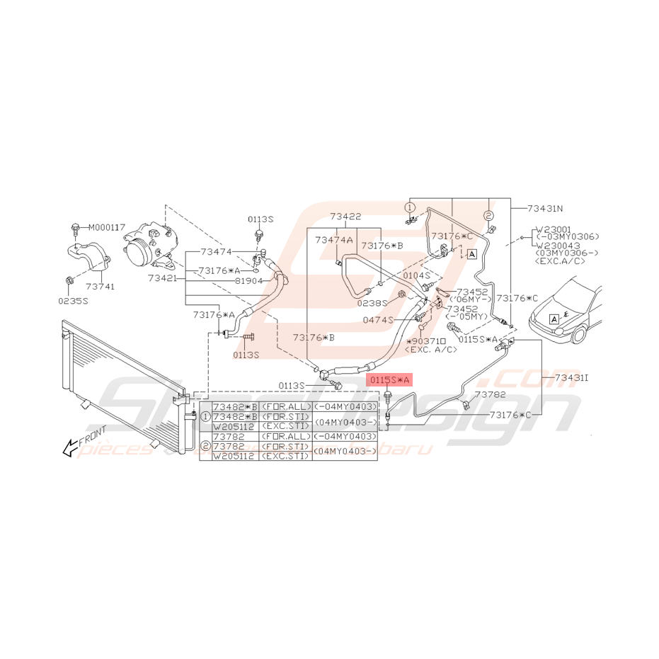 Boulon et Rondelle Origine Subaru WRX STI