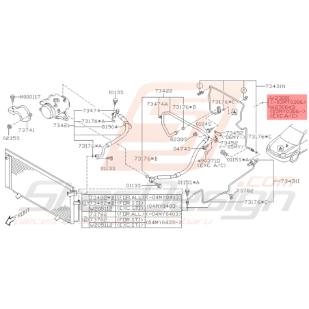 Passe fil Origine Subaru WRX STI 2001 - 2005