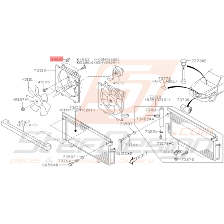 Clips de Ventilateur Origine Subaru WRX et STI 2001 - 2005