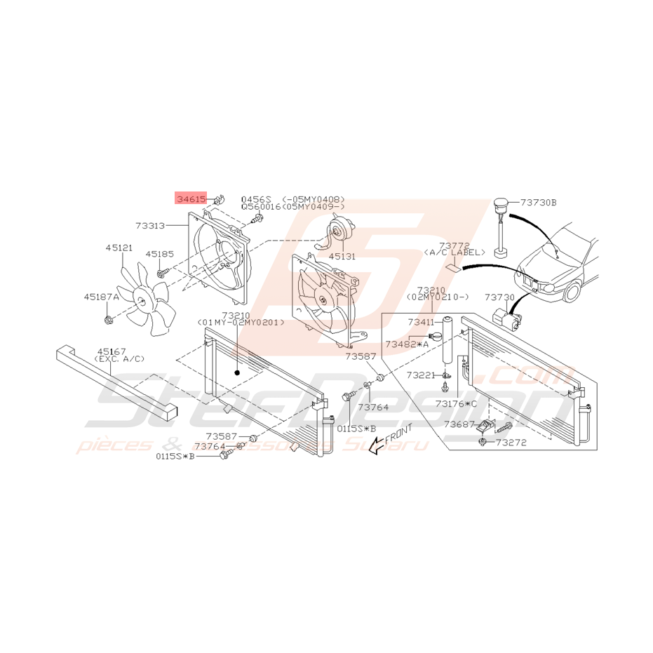 Clips de Ventilateur Origine Subaru WRX et STI 2001 - 2005