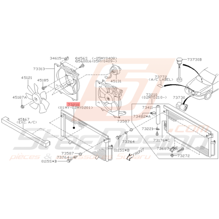 Condenseur de Clim Origine Subaru WRX et STI 2003 - 2005