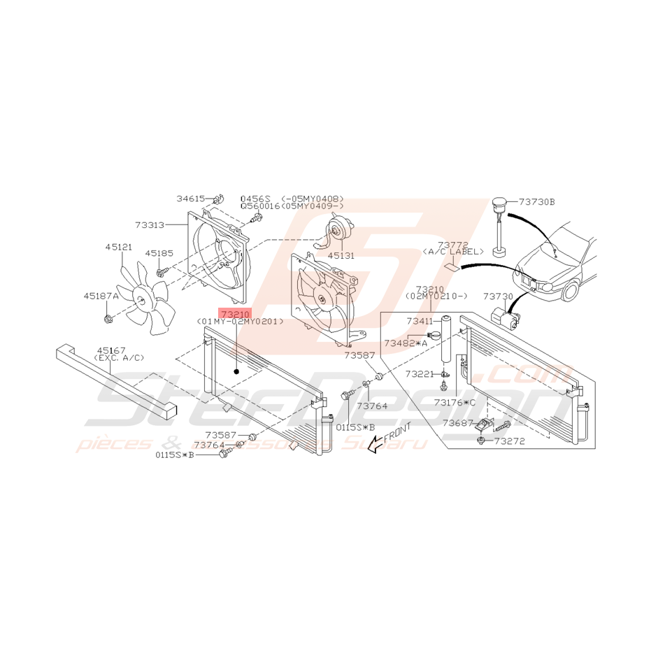 Condenseur de Clim Origine Subaru WRX et STI 2003 - 2005