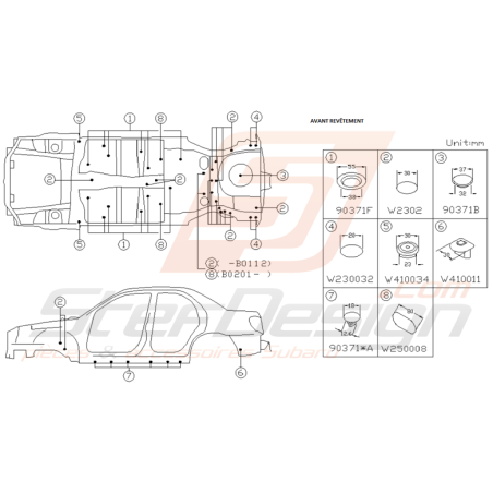 Schéma Bouchon de Carrosserie Origine Subaru WRX STI 2001 - 2005