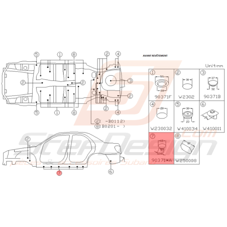 Bouchon de Carrosserie Origine Subaru WRX et STI 2001 - 2005