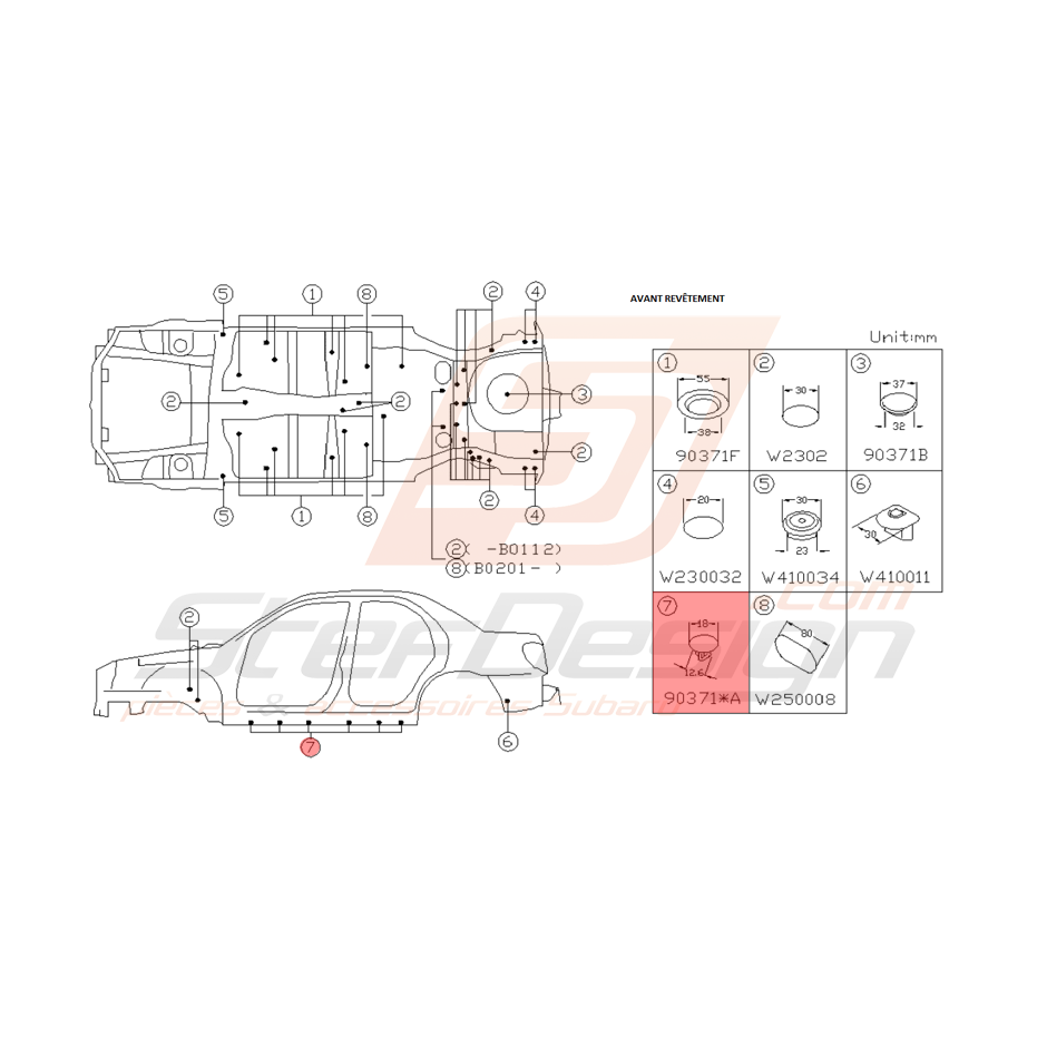 Bouchon de Carrosserie Origine Subaru WRX et STI 2001 - 2005 Bouchon de Carrosserie Origine Subaru WRX et STI 2001 - 2005