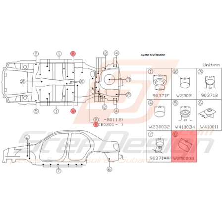 Passe fil Origine Subaru WRX et STI 2001 - 2005