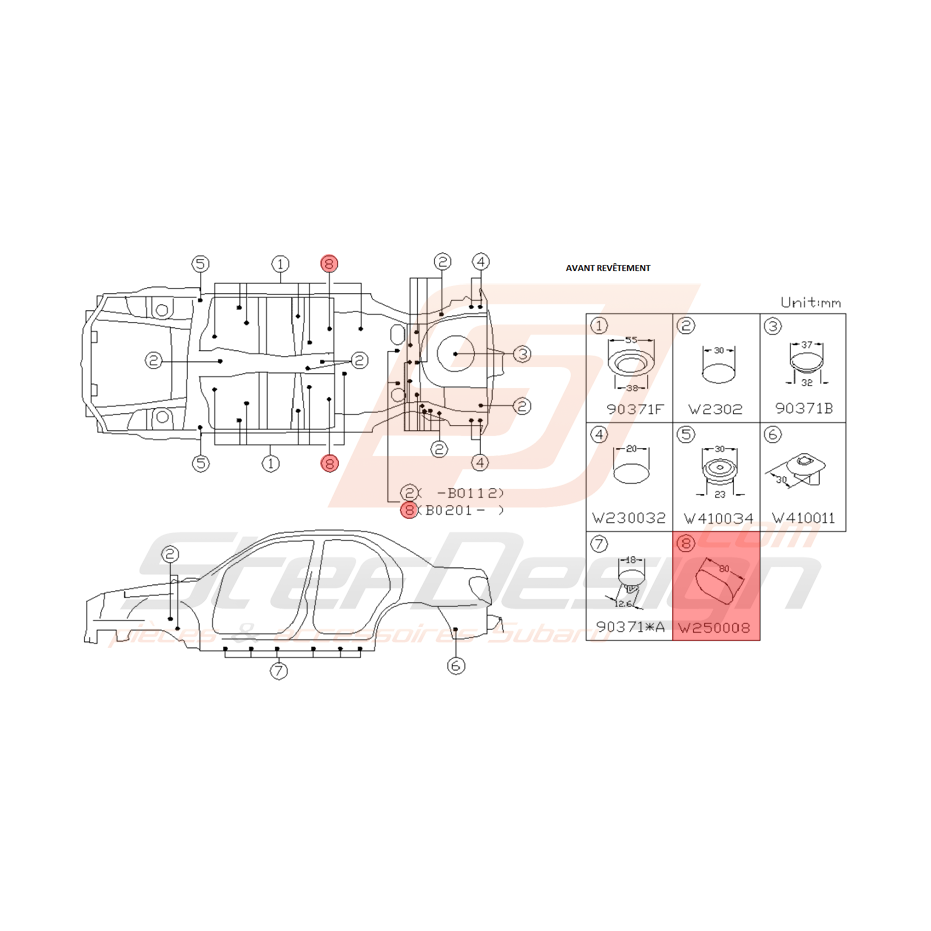 Passe fil Origine Subaru WRX et STI 2001 - 2005 Passe fil Origine Subaru WRX et STI 2001 - 2005