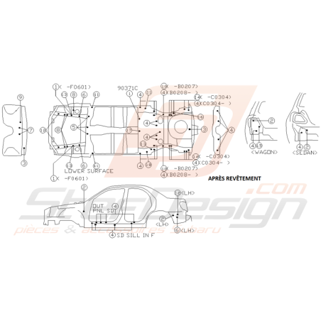 Schéma Bouchon de Carrosserie Origine Subaru WRX STI 01 - 05