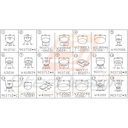 Schéma Bouchon de Carrosserie Origine Subaru WRX STI 01 - 05