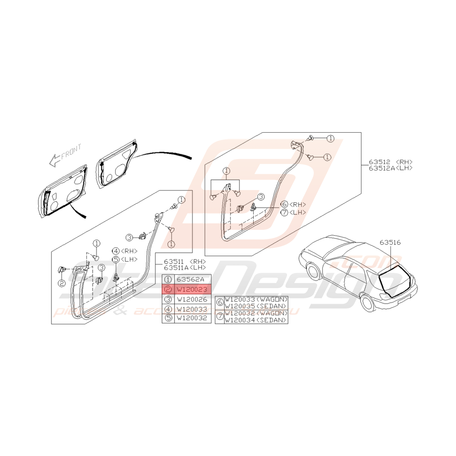 Agrafe Joint de Porte Avant Origine Subaru WRX STI 2001 - 2005