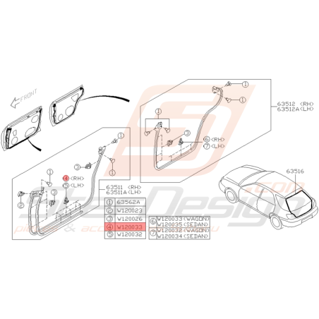 Agrafe Joints d'Étanchéité de Porte Origine Subaru WRX STI 01 - 05