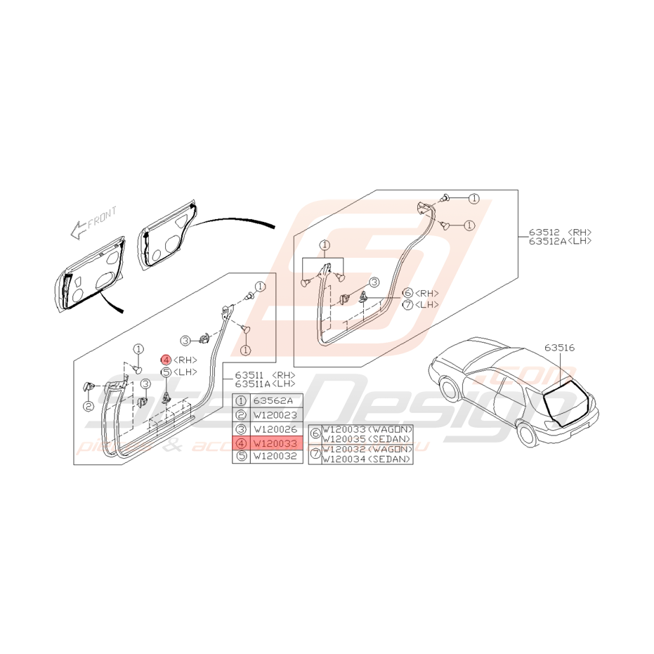 Agrafe Joints d'Étanchéité de Porte Origine Subaru WRX STI 01 - 05